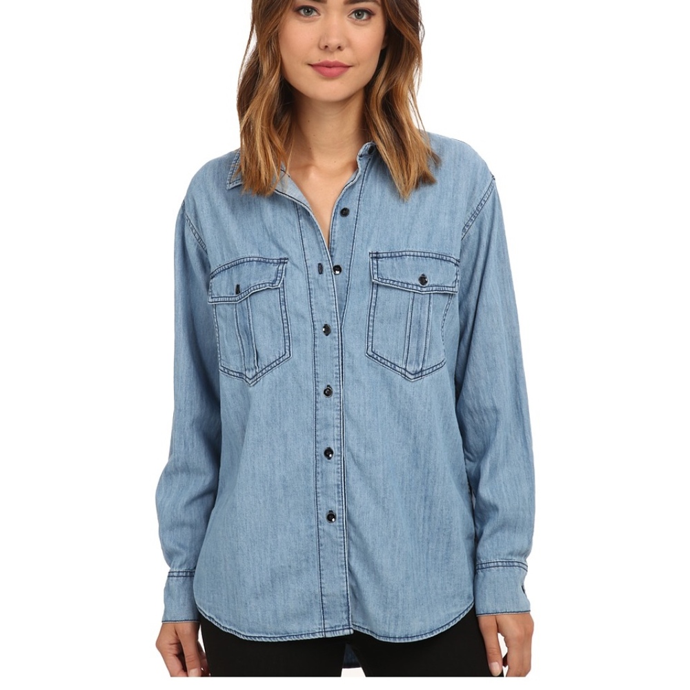 Free People XO Denim Boyfriend Shirt